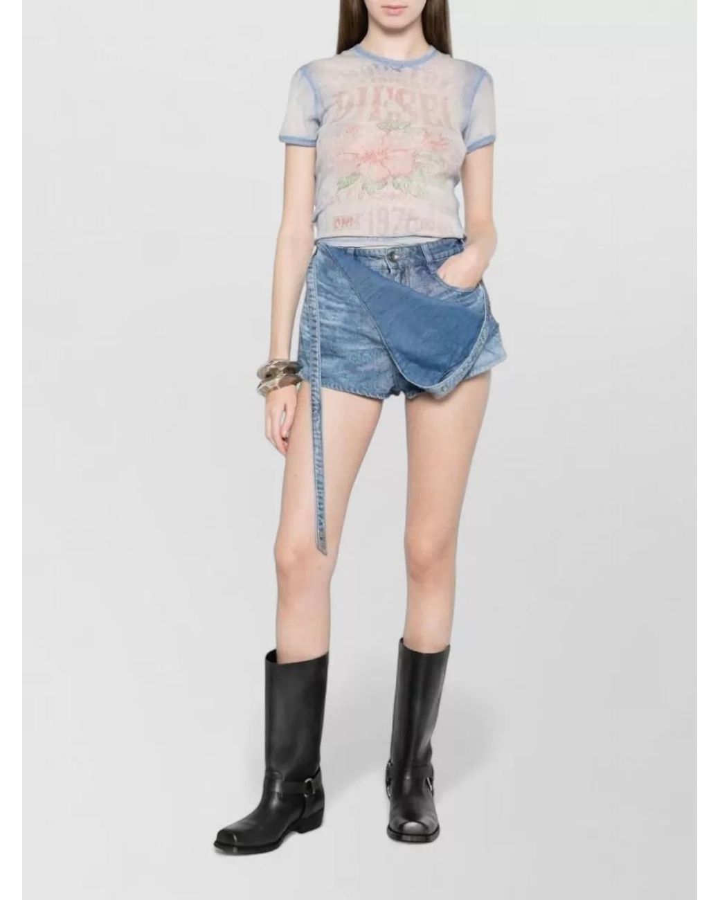 DIESEL Blue Denim High-Rise Short Shorts