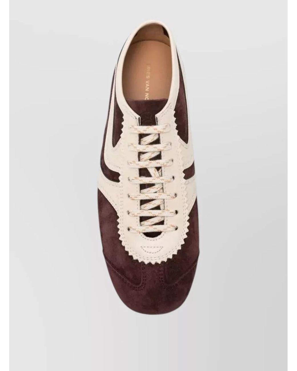 Dries Van Noten Brown Leather Paneled Low-Top Sneakers