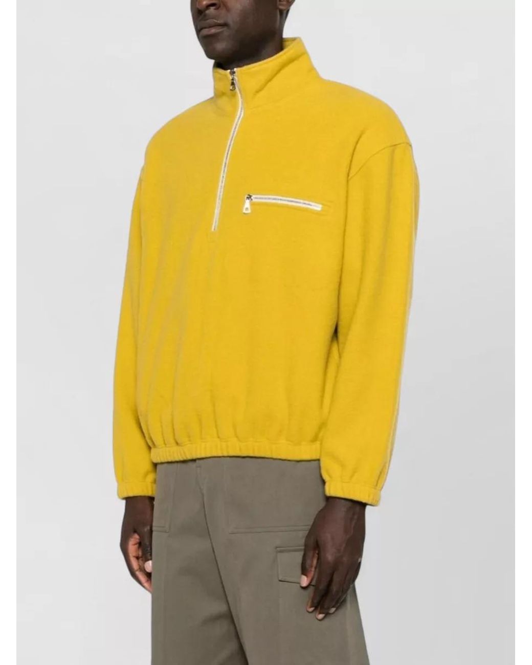 Rier Yellow Wool High-Neck Zip Lightweight Jacket for men