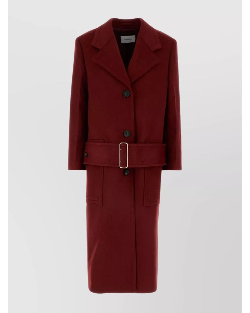 Ferragamo Red Cashmere Wool Single Breasted Coat