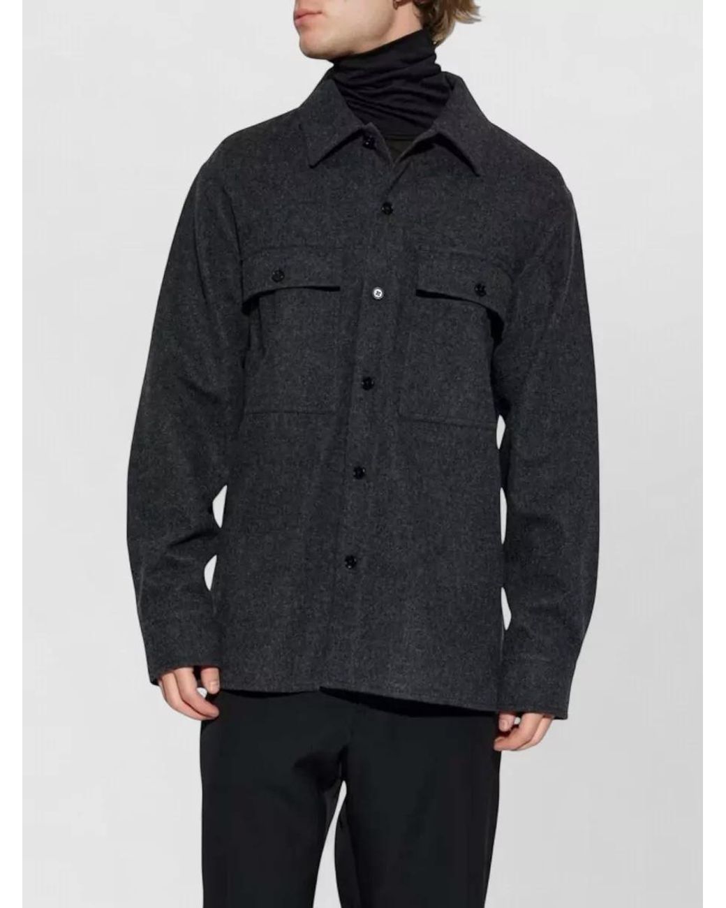 Jil Sander Blue Virgin Wool Shirt Jacket for men