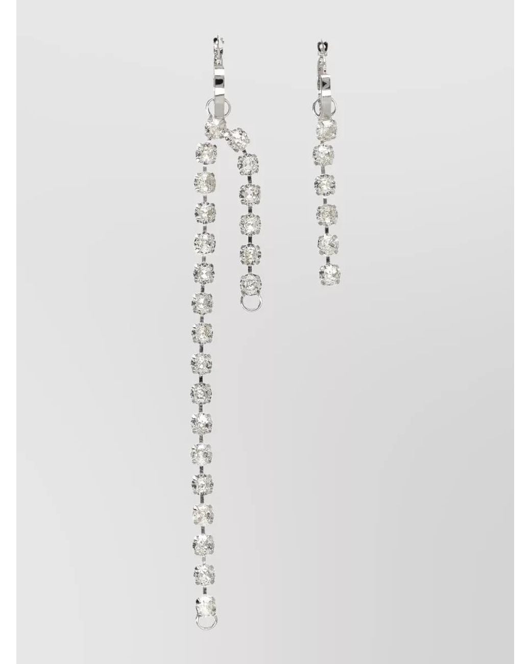 MM6 by Maison Margiela White Crystal-Embellished Asymmetric Earrings