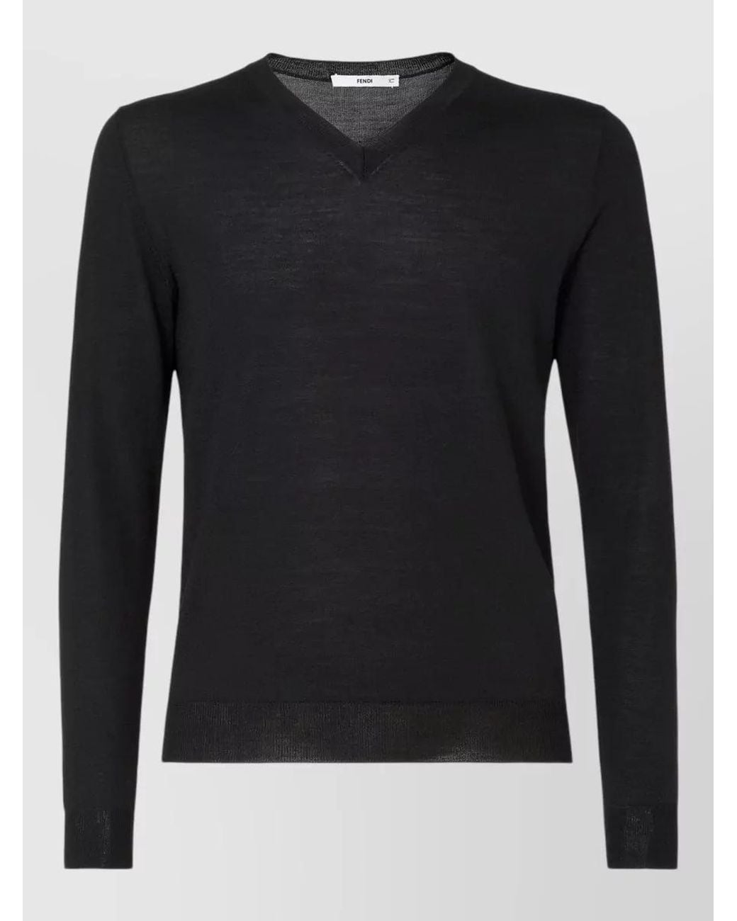 Fendi Black Wool Crew-Neck Jumper for men