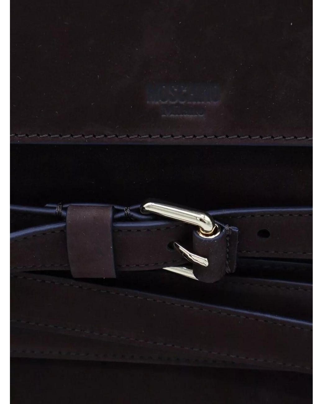 Moschino Black Calf Leather Tie Me Medium Shoulder Bag for men