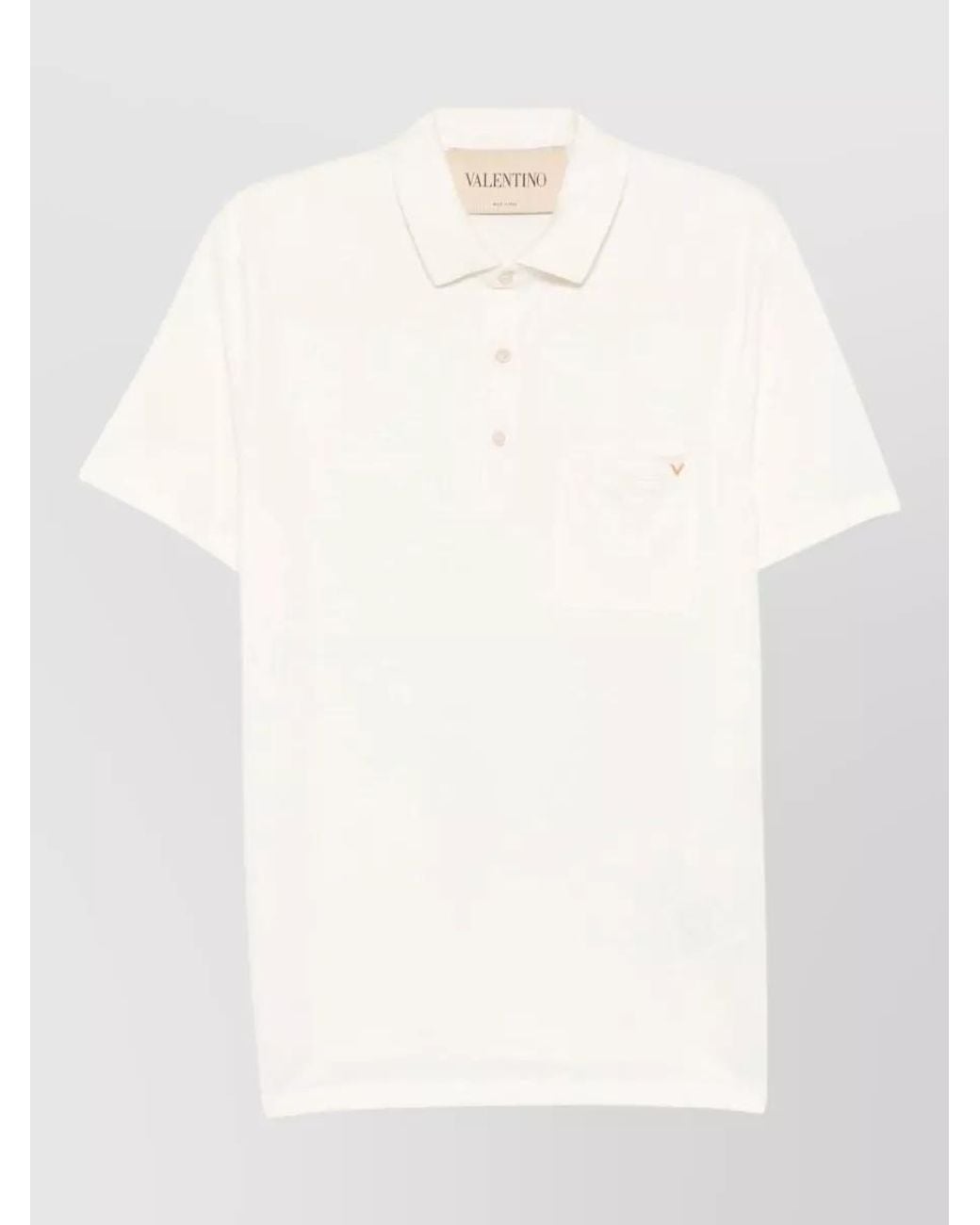 Valentino White Cotton Piqué Short-Sleeve Polo Shirt for men