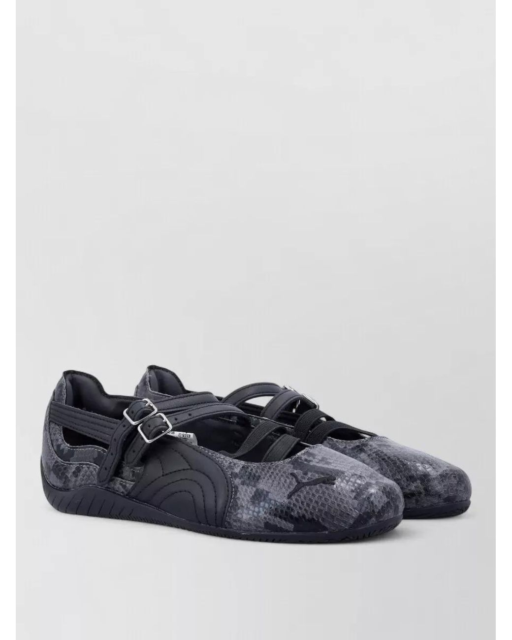 PUMA Blue Leather Snake-Effect Ballerina Flats