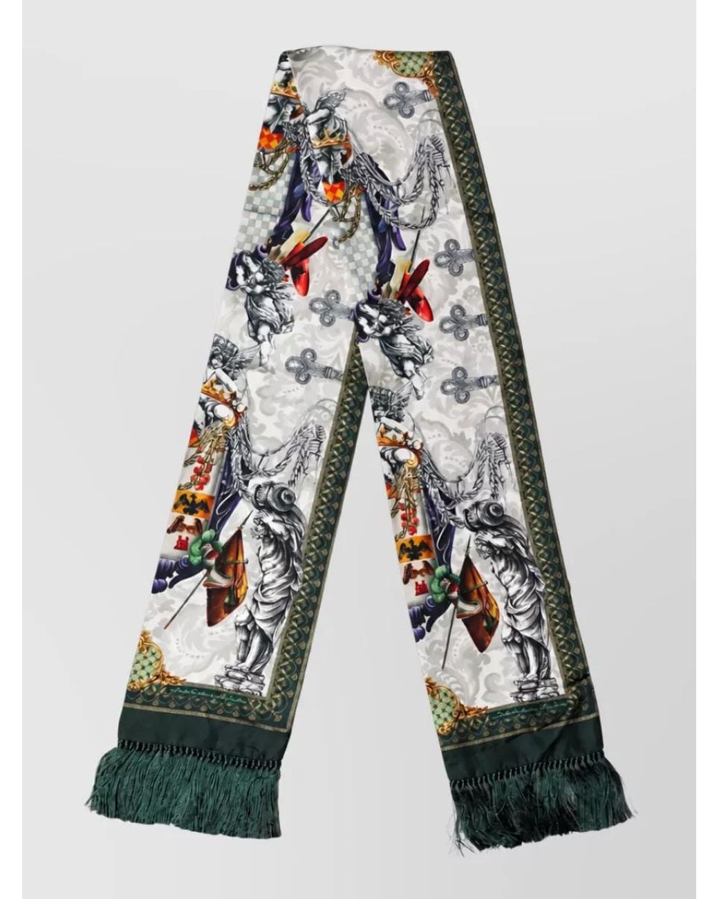 Dolce & Gabbana White Silk Baroque Angel Print Scarf