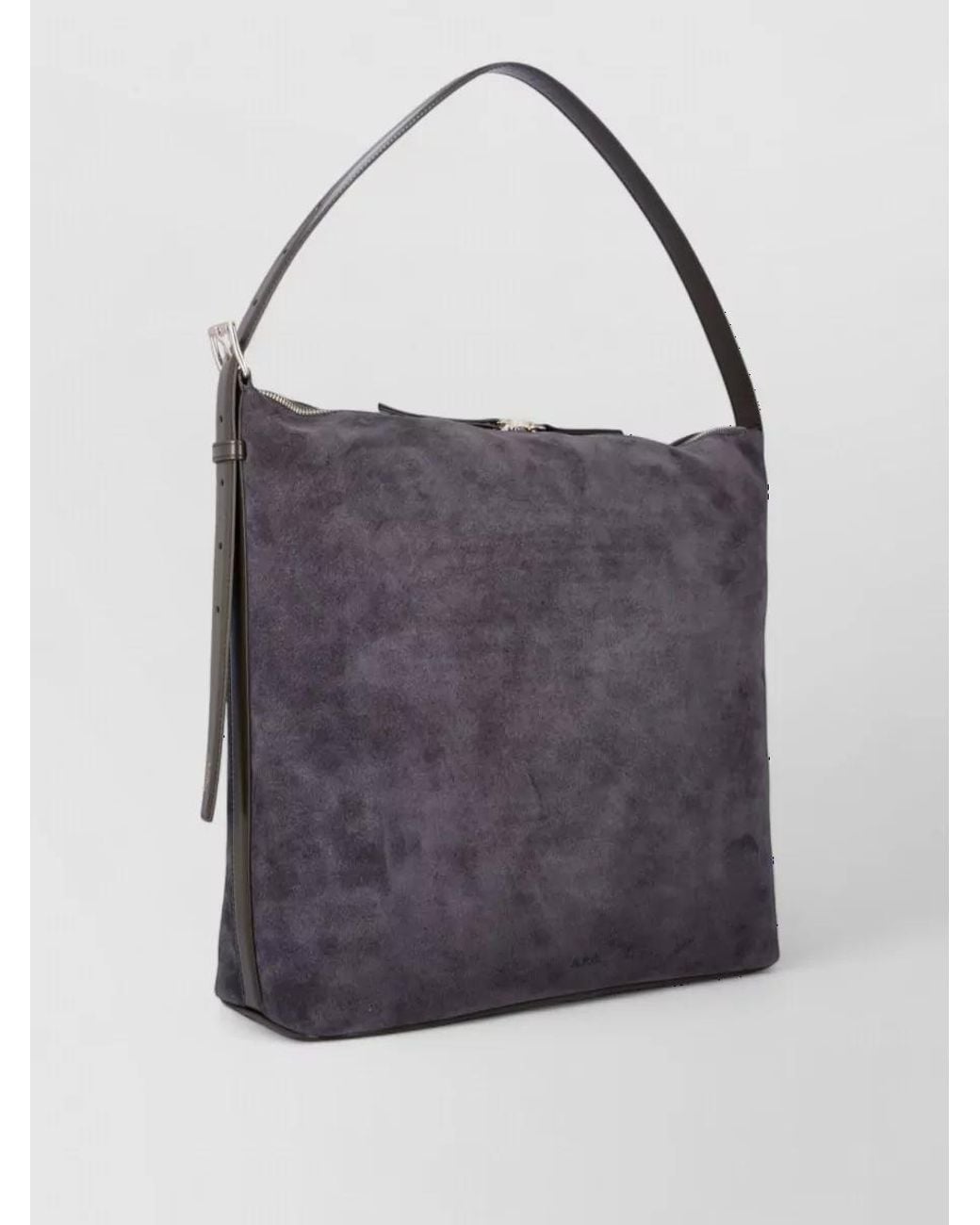 A.P.C. Gray Vera Maxi Leather Shoulder Bag