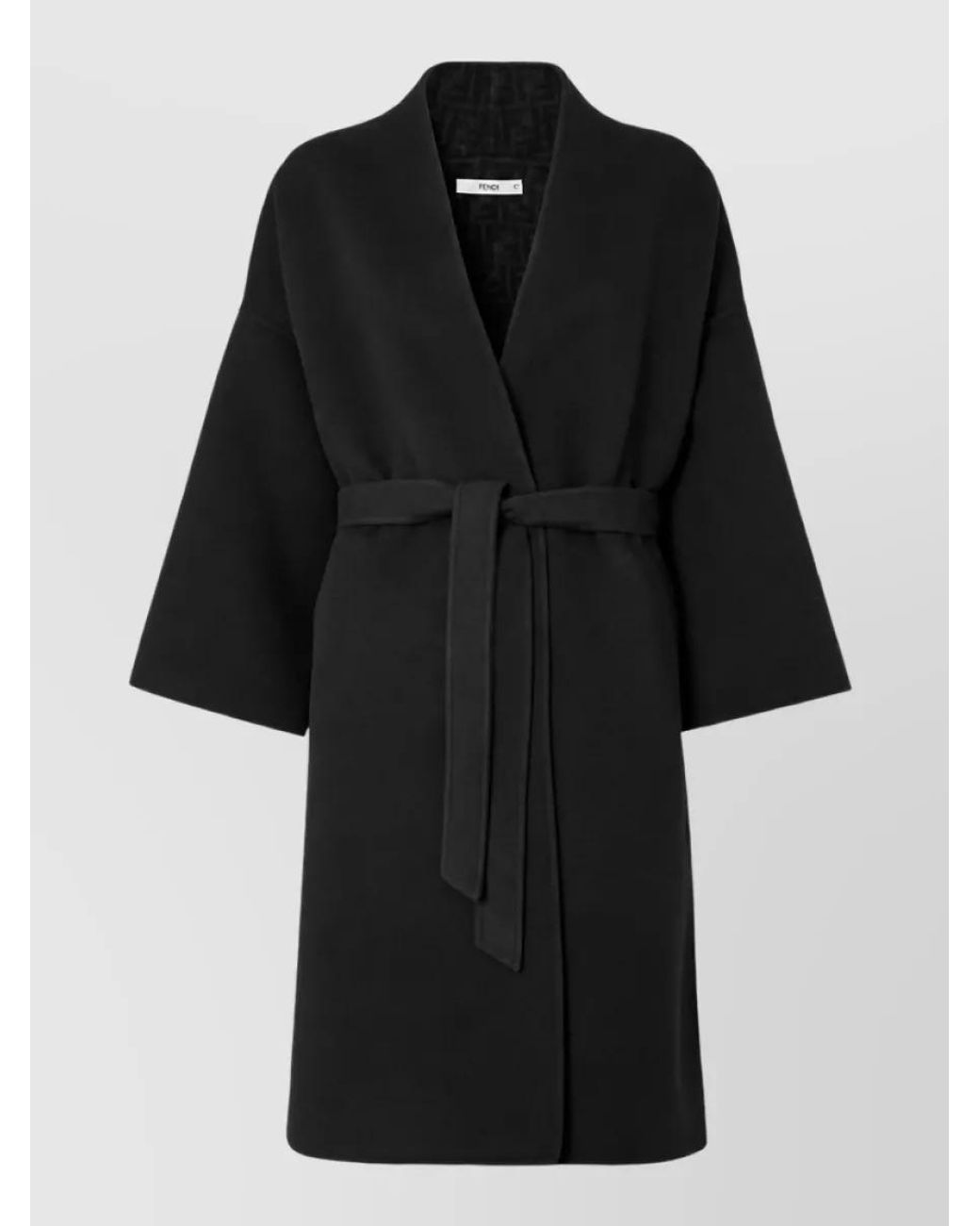 Fendi Black Wool Belted Midi Coat