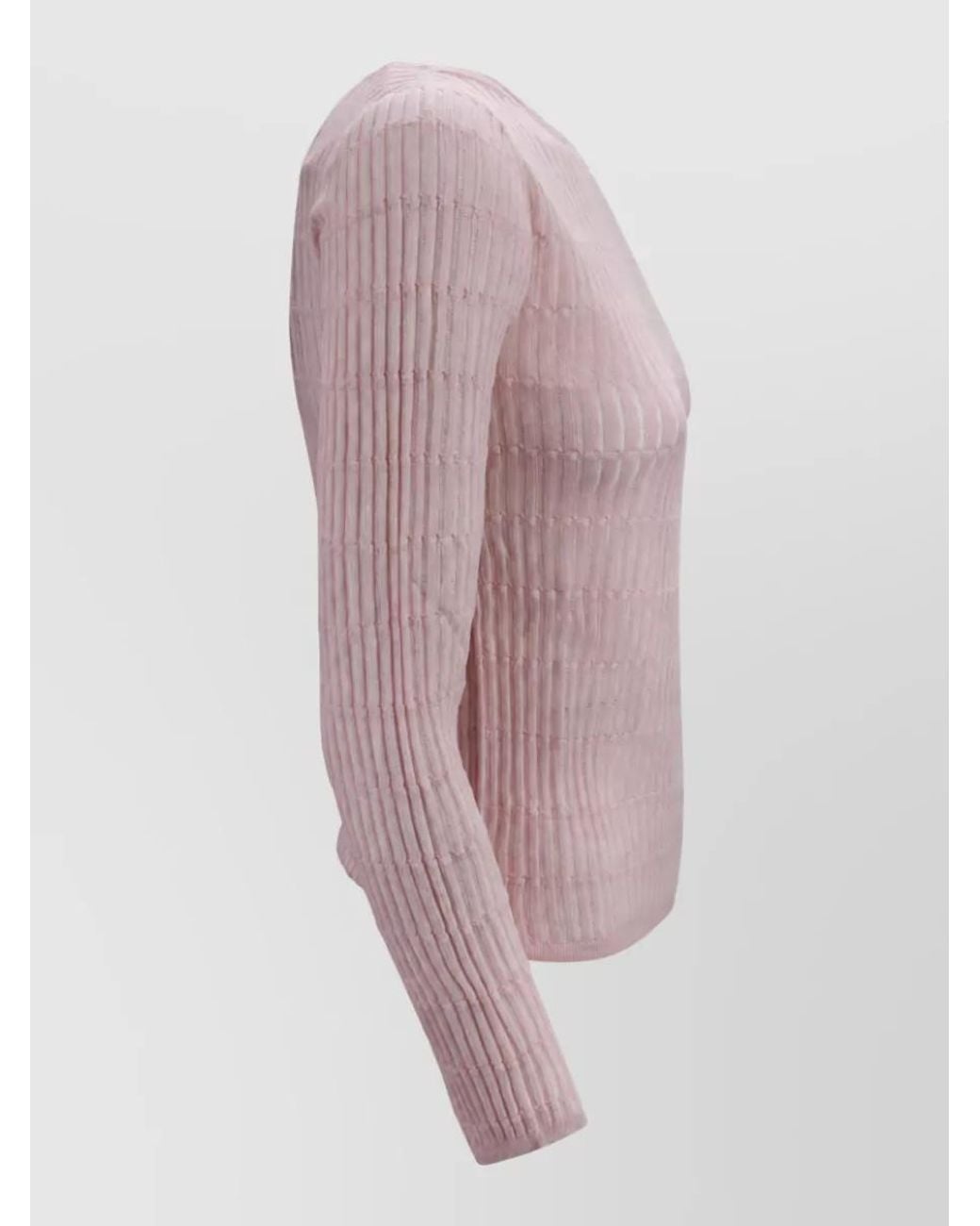 Max Mara Purple Wool Silk Slim-Fit Ribbed Sweater