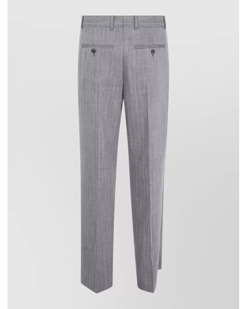 Dries Van Noten Gray Wool Herringbone Pleated Wide-Leg Tailored Trousers for men