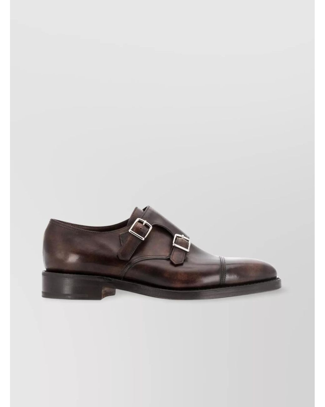 John Lobb Brown Leather Monk Loafers for men