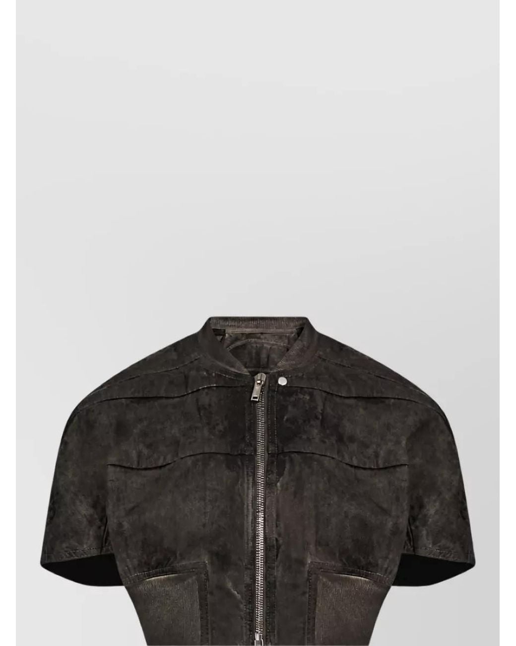 Rick Owens Black Denim Cropped Short-Sleeve Bomber Jacket