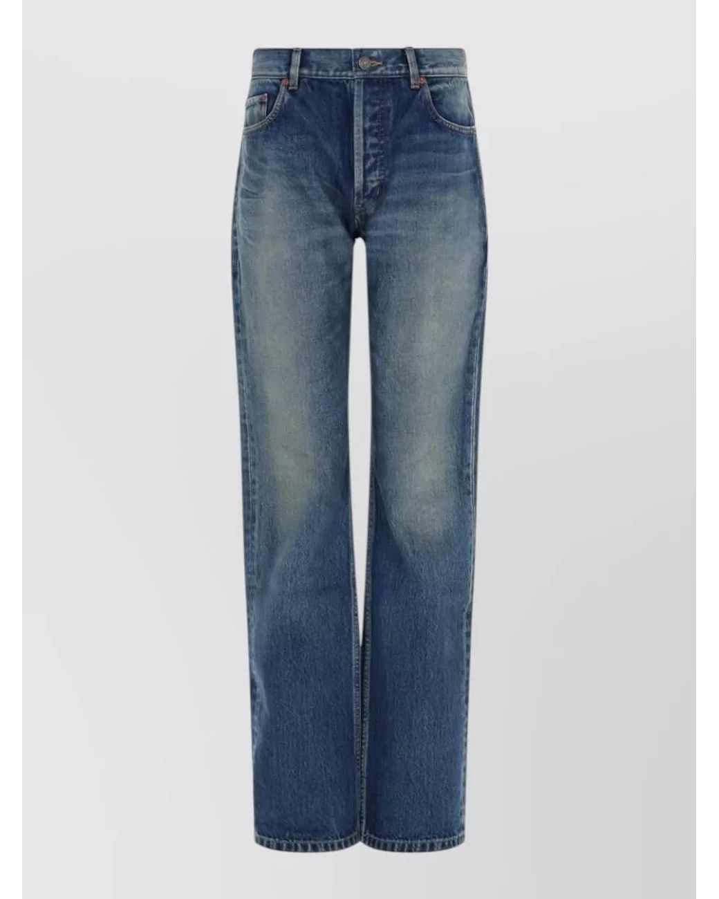 Saint Laurent Blue Cotton Straight-Leg Jeans
