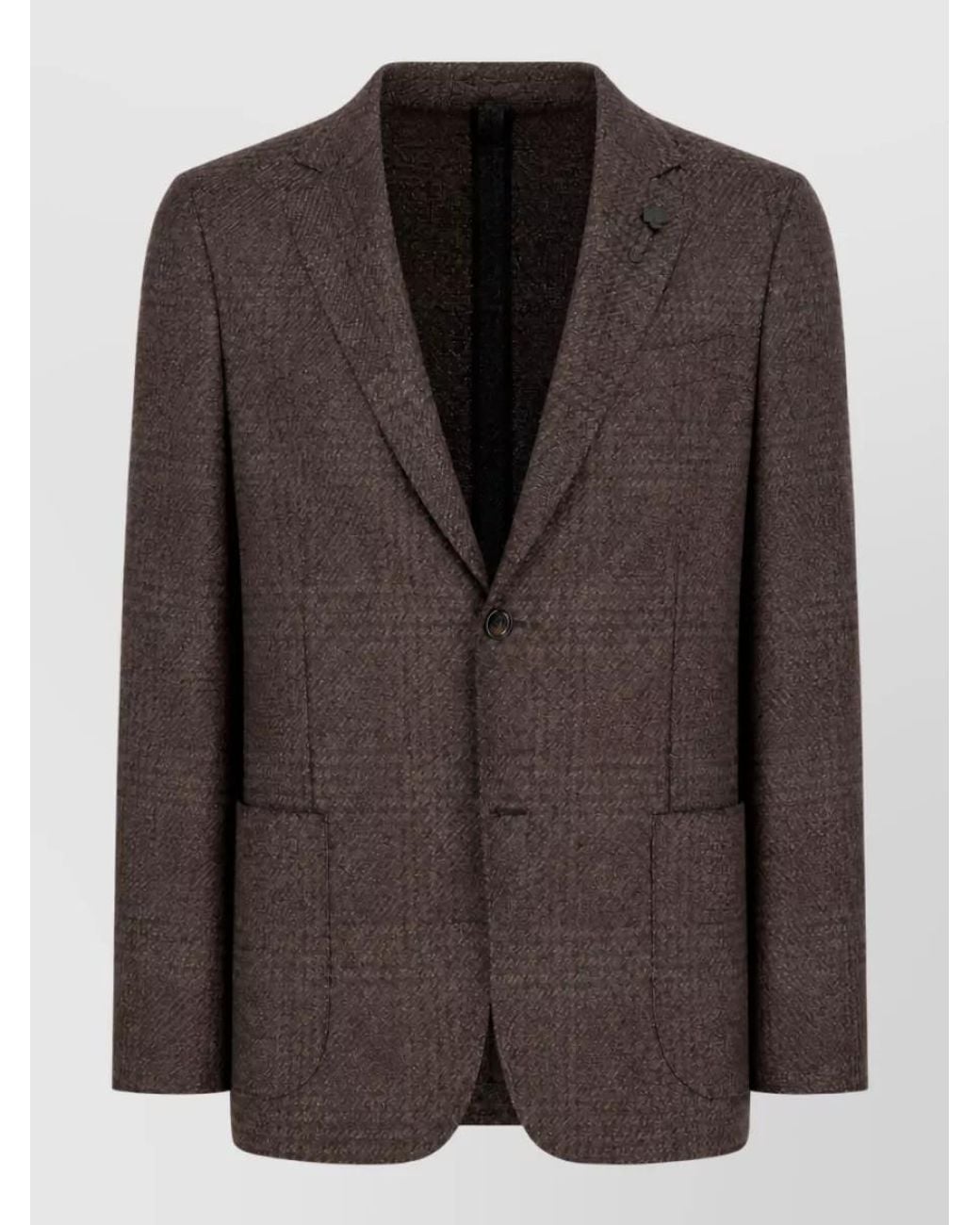 Lardini Brown Embroidered Wool Blend Blazer for men