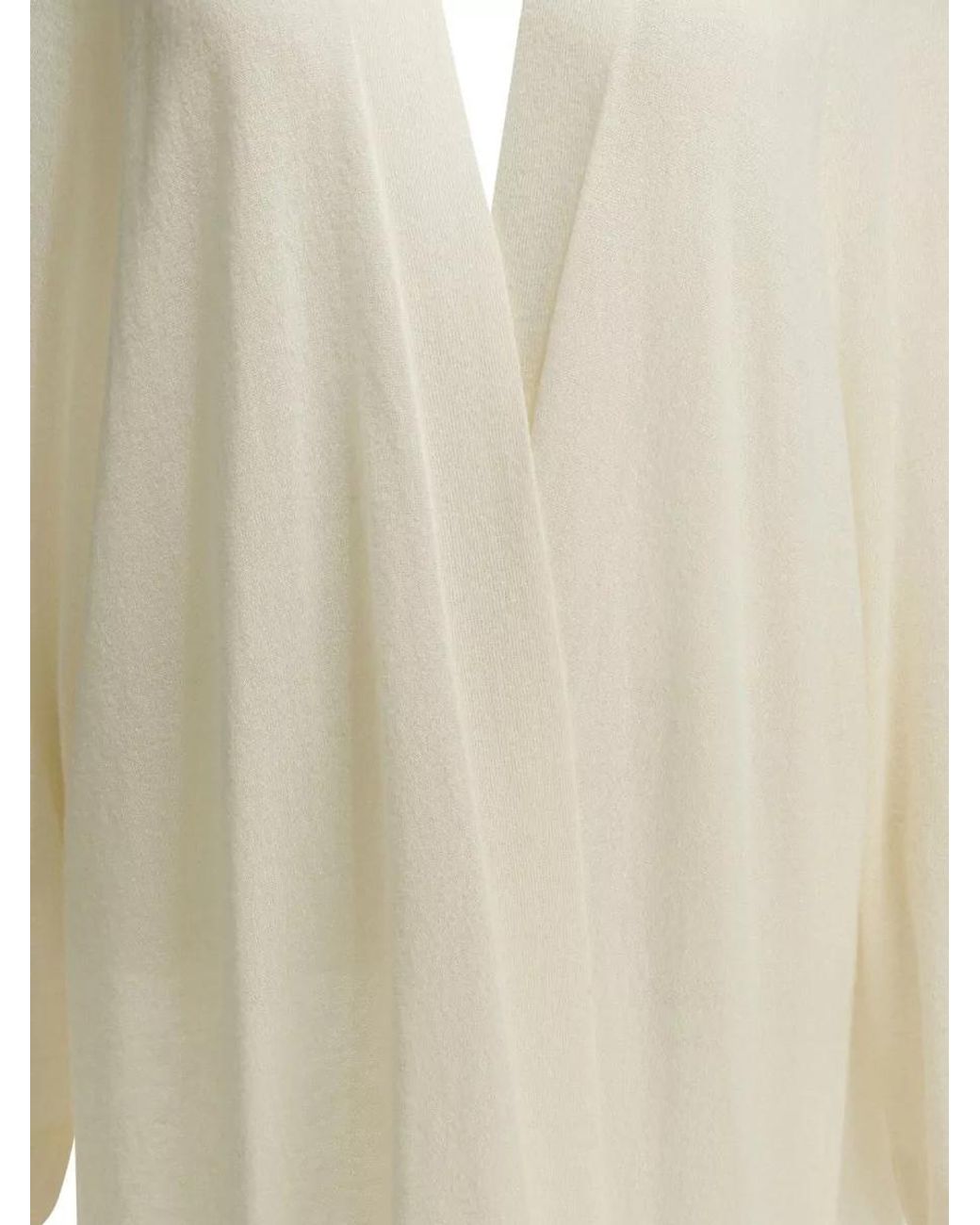 Sa Su Phi White Cashmere Silk Long Dressing Gown
