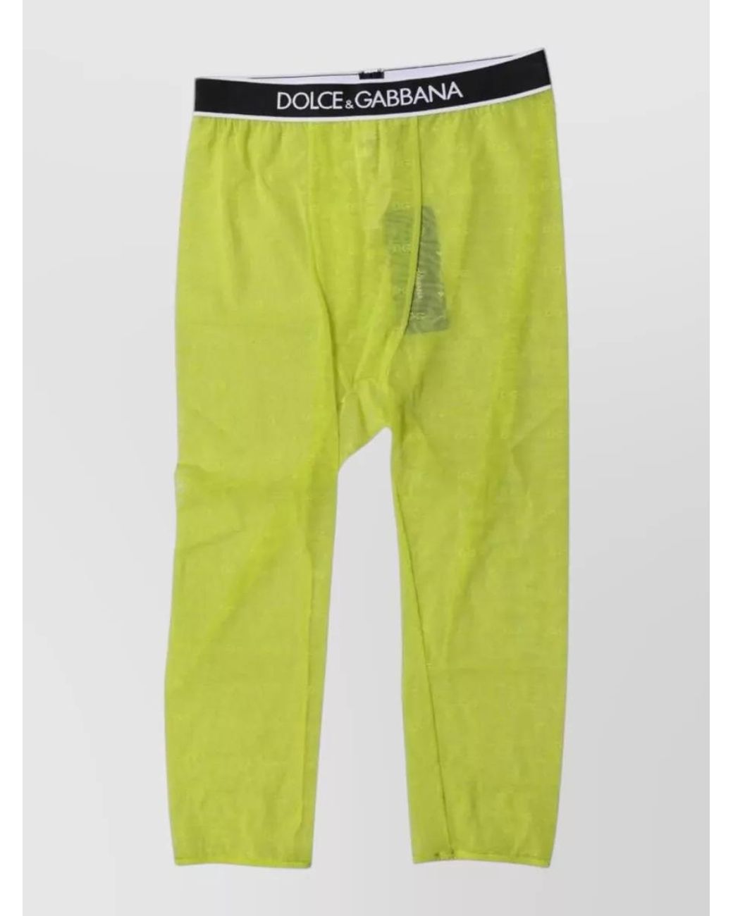 Dolce & Gabbana Yellow Logo-Print Cropped Tights
