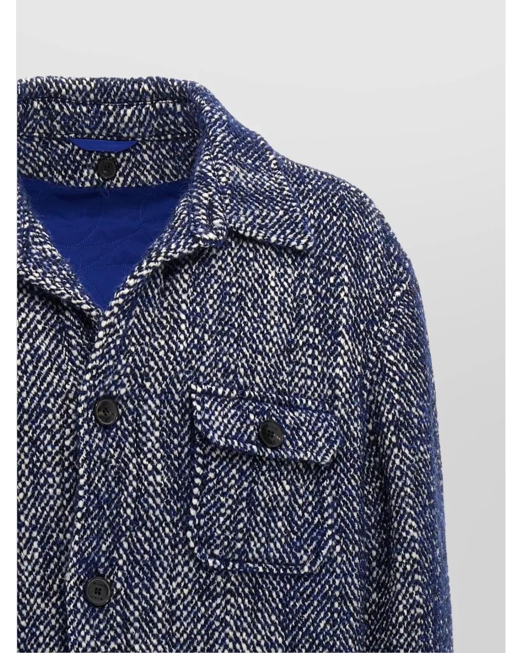 Etro Blue Chevron Wool Shirt Jacket for men