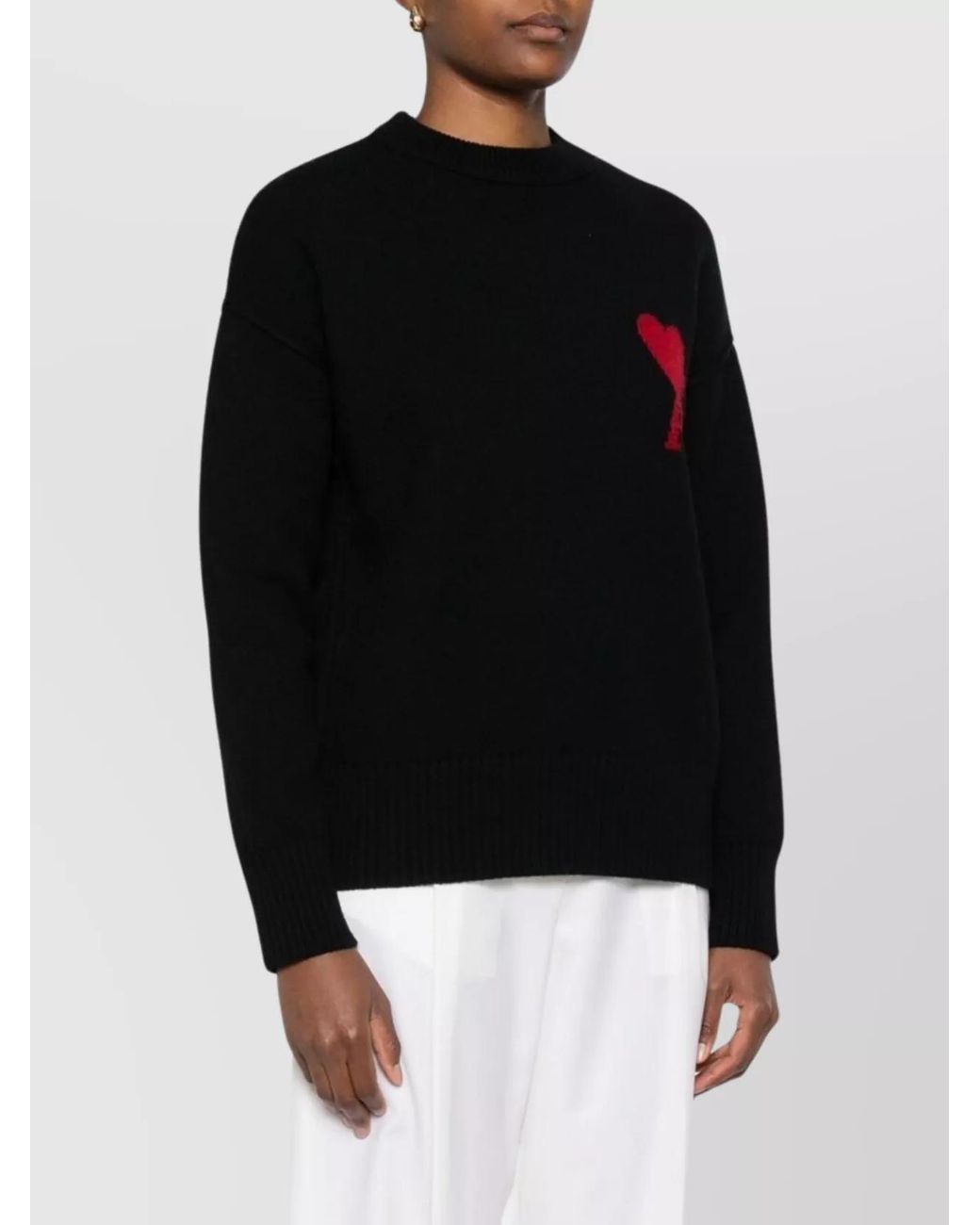 AMI Black Wool Crew Neck Long-Sleeve Jumper