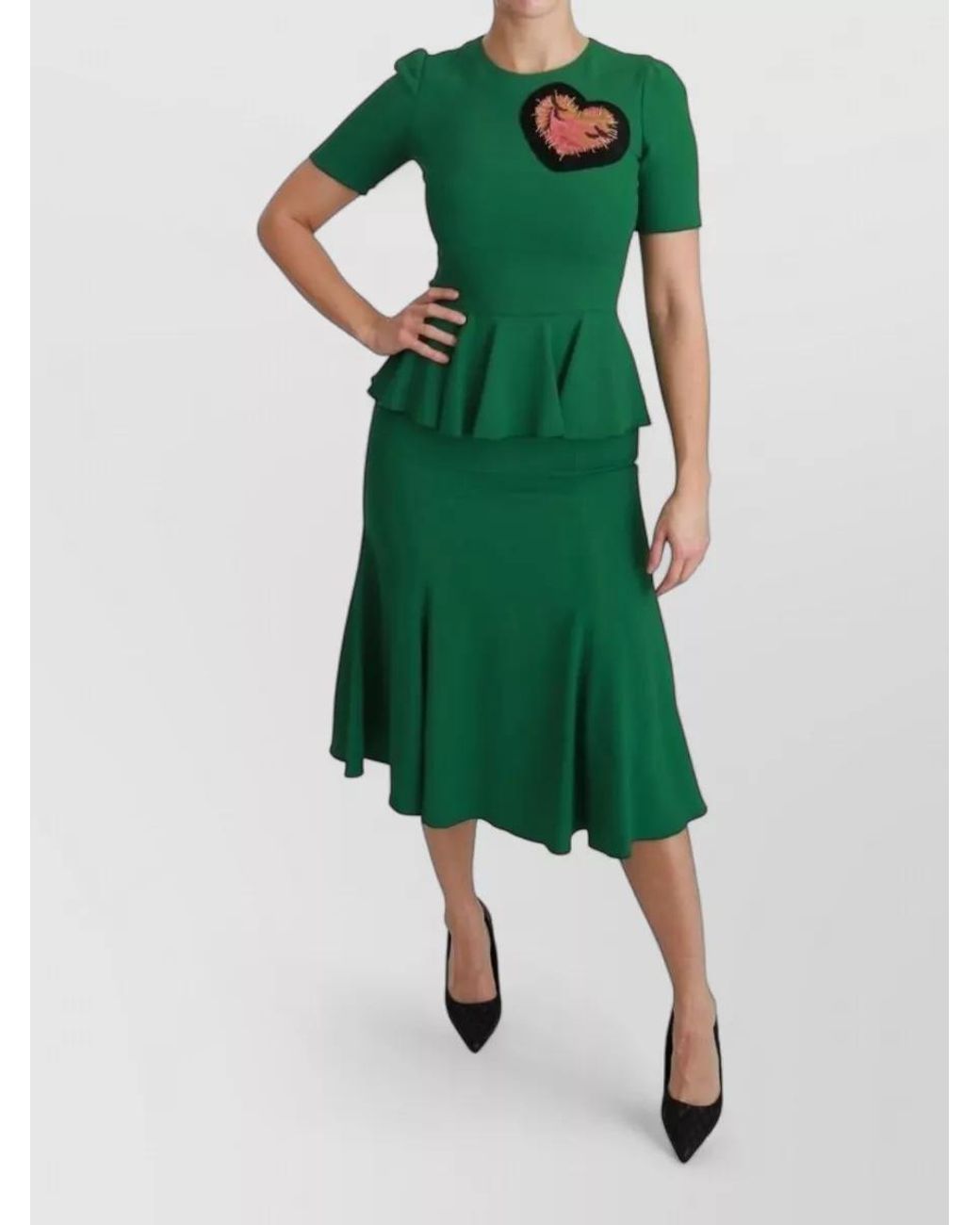 Dolce & Gabbana Green Viscose Mermaid Midi Dress