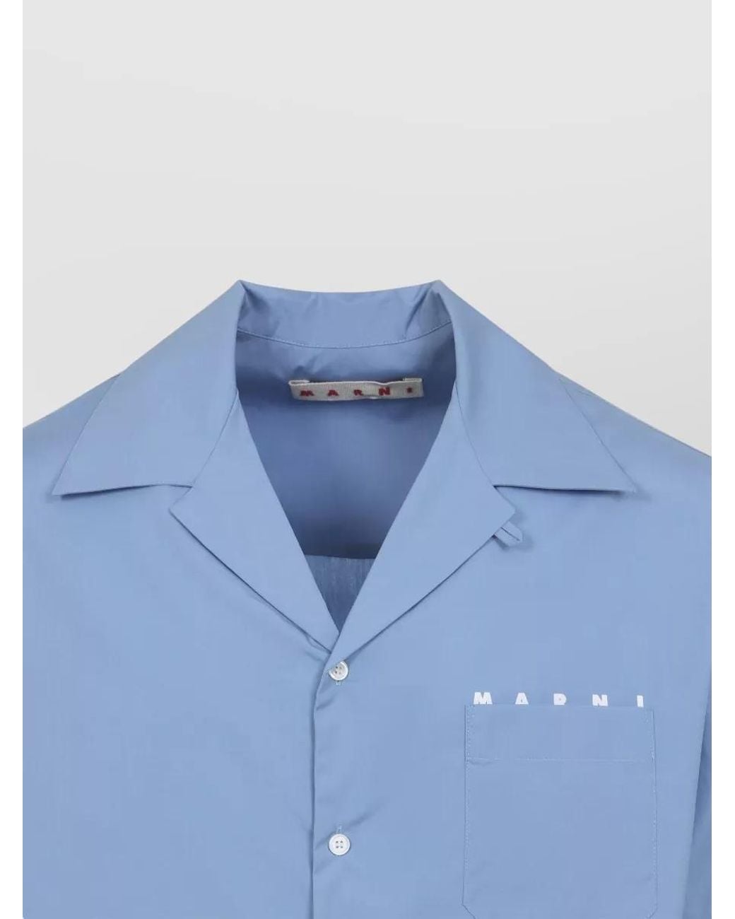 Marni Blue Cotton Boxy-Fit Cuban-Collar Short-Sleeve Shirt for men