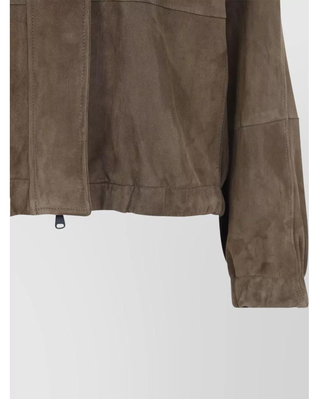 Brunello Cucinelli Brown Suede Leather Single Breasted Coat