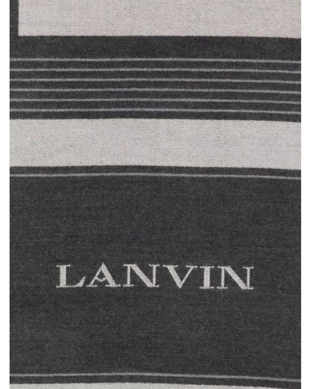 Lanvin Gray Logo-Lettering Scarf