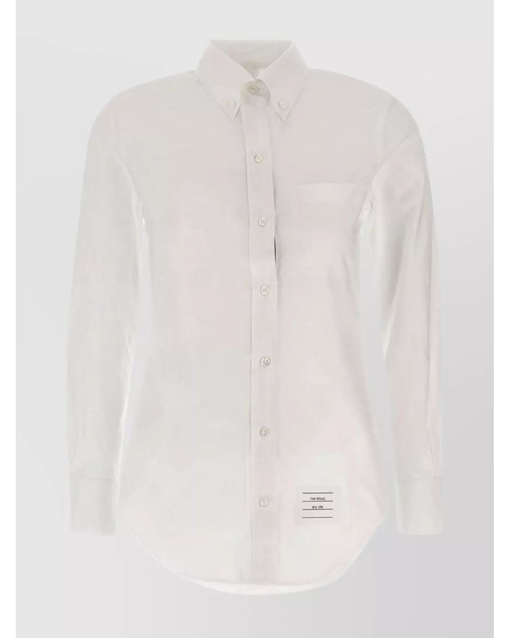 Thom Browne White Cotton Long-Sleeve Button-Down Shirt