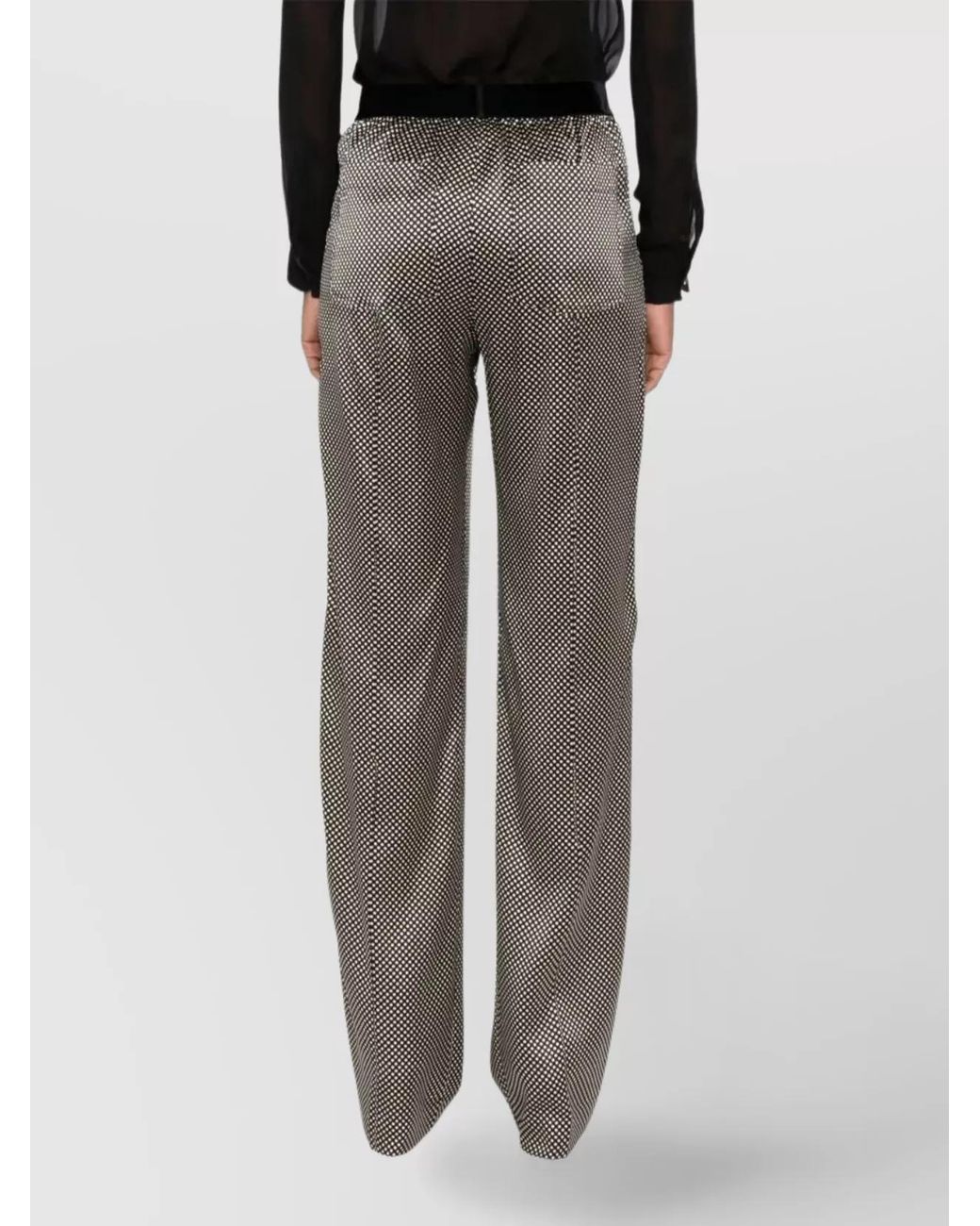 Tom Ford Gray Silk Polka-Dot Wide-Leg Trousers