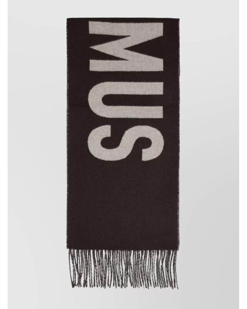 Jacquemus Black Virgin Wool Fringed Logo Scarf