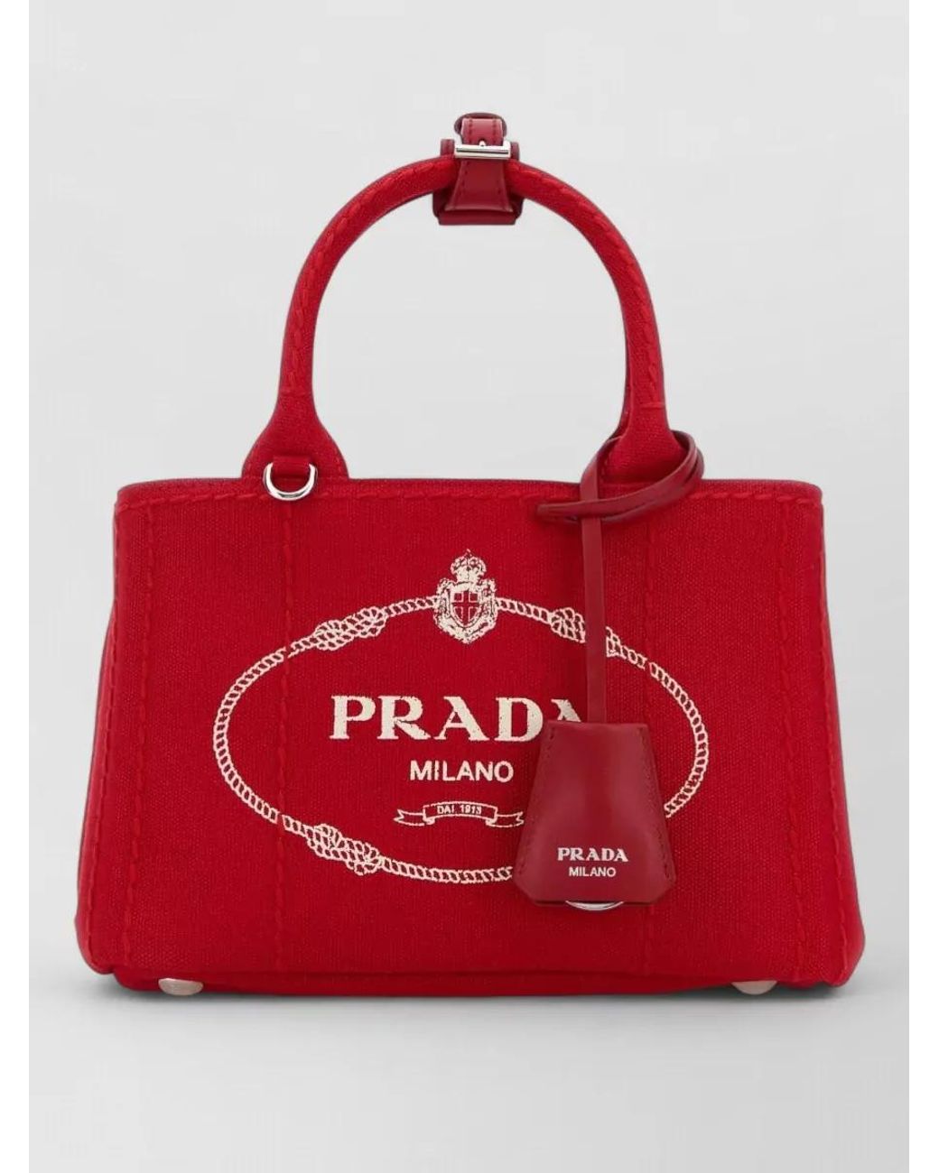 Prada Red Mini Cotton Canvas Shoulder Bag