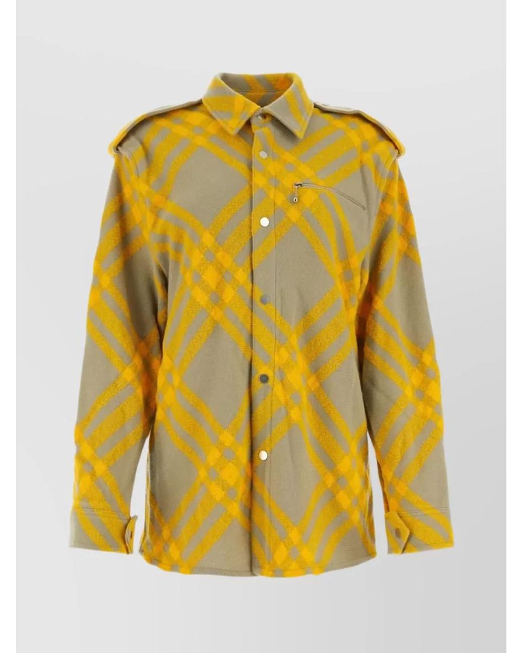 Burberry Yellow Check Wool-Blend Shirt for men