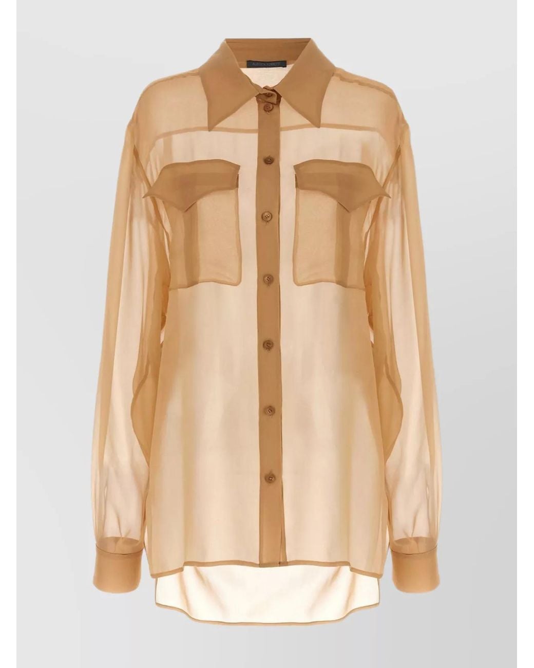 Alberta Ferretti Natural Silk Chiffon Blouse