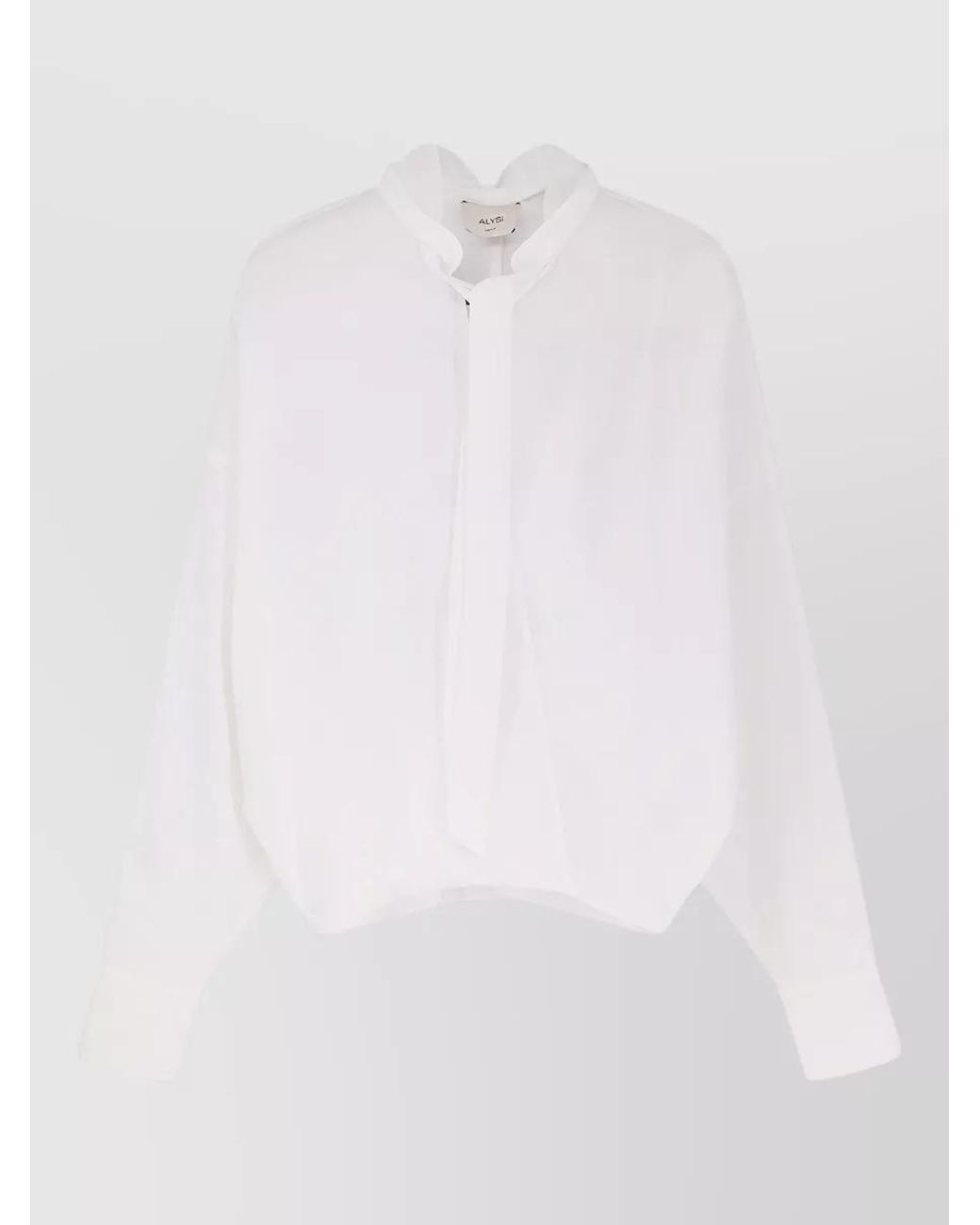 Alysi White Cotton V-Neck Asymmetric Blouse