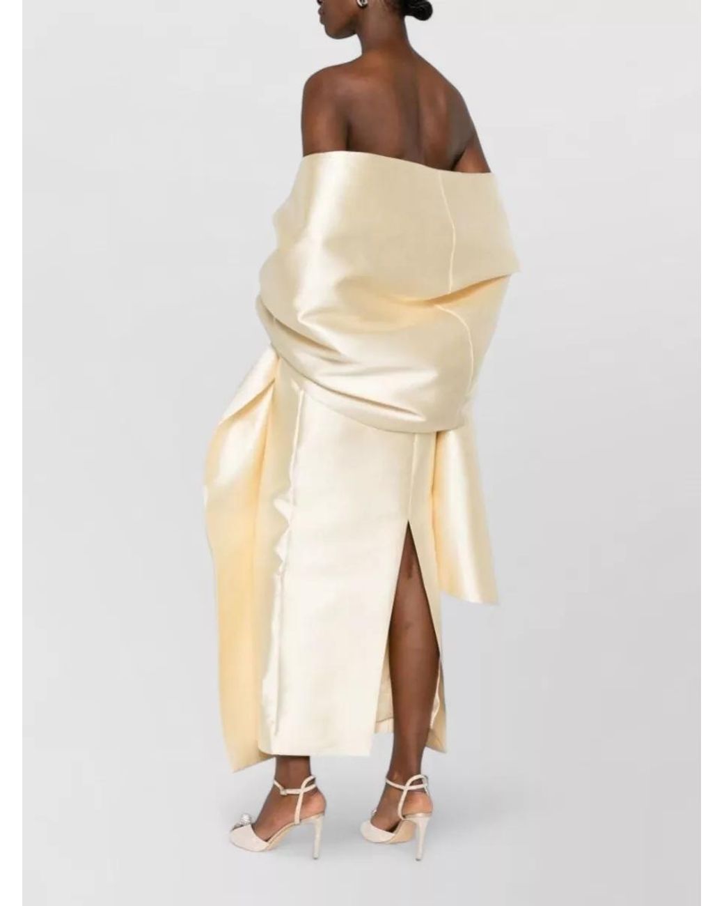 Solace London Natural Strapless Midi Dress