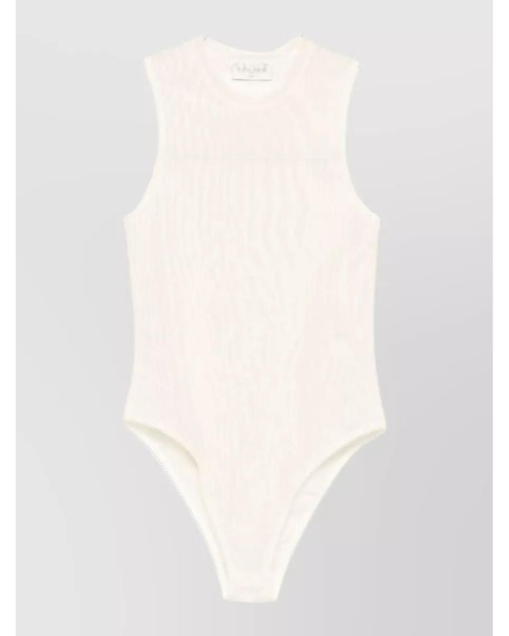 Forte_forte White Sleeveless Round Neck Bodysuit