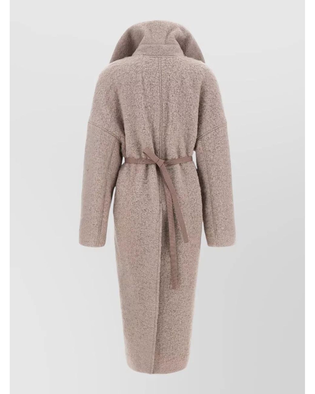 Rick Owens Natural Alpaca Wool Belted Maxi Coat