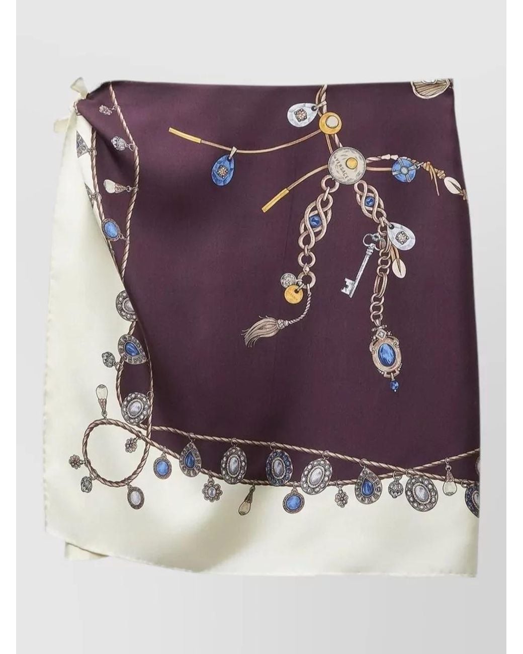 Versace Purple Silk Printed Wrap Mini Skirt