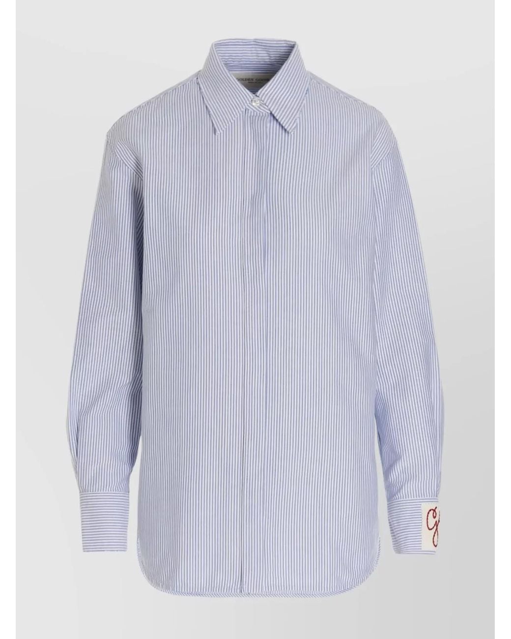 Golden Goose Deluxe Brand Blue Cotton Striped Long-Sleeve Shirt