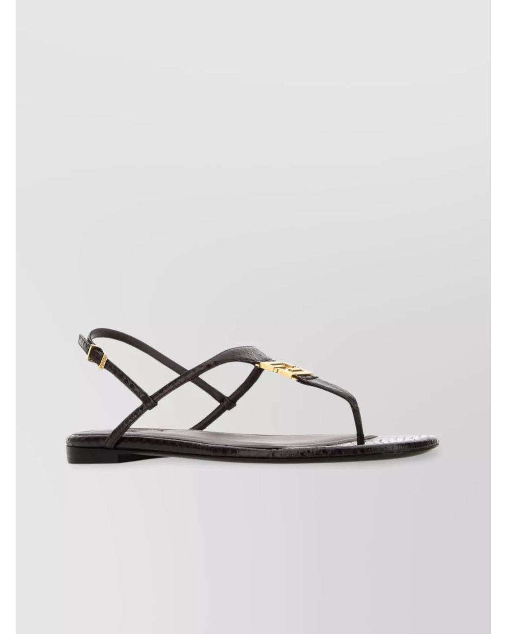 Fendi Metallic Ayers Leather Thong Sandals