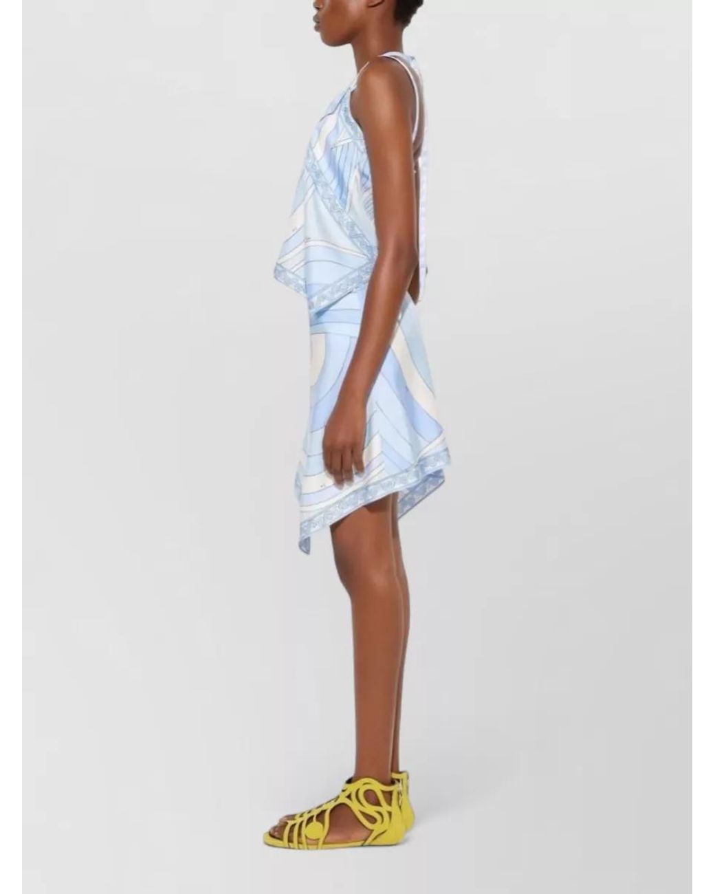Emilio Pucci Blue Silk Printed Asymmetric Mini Skirt