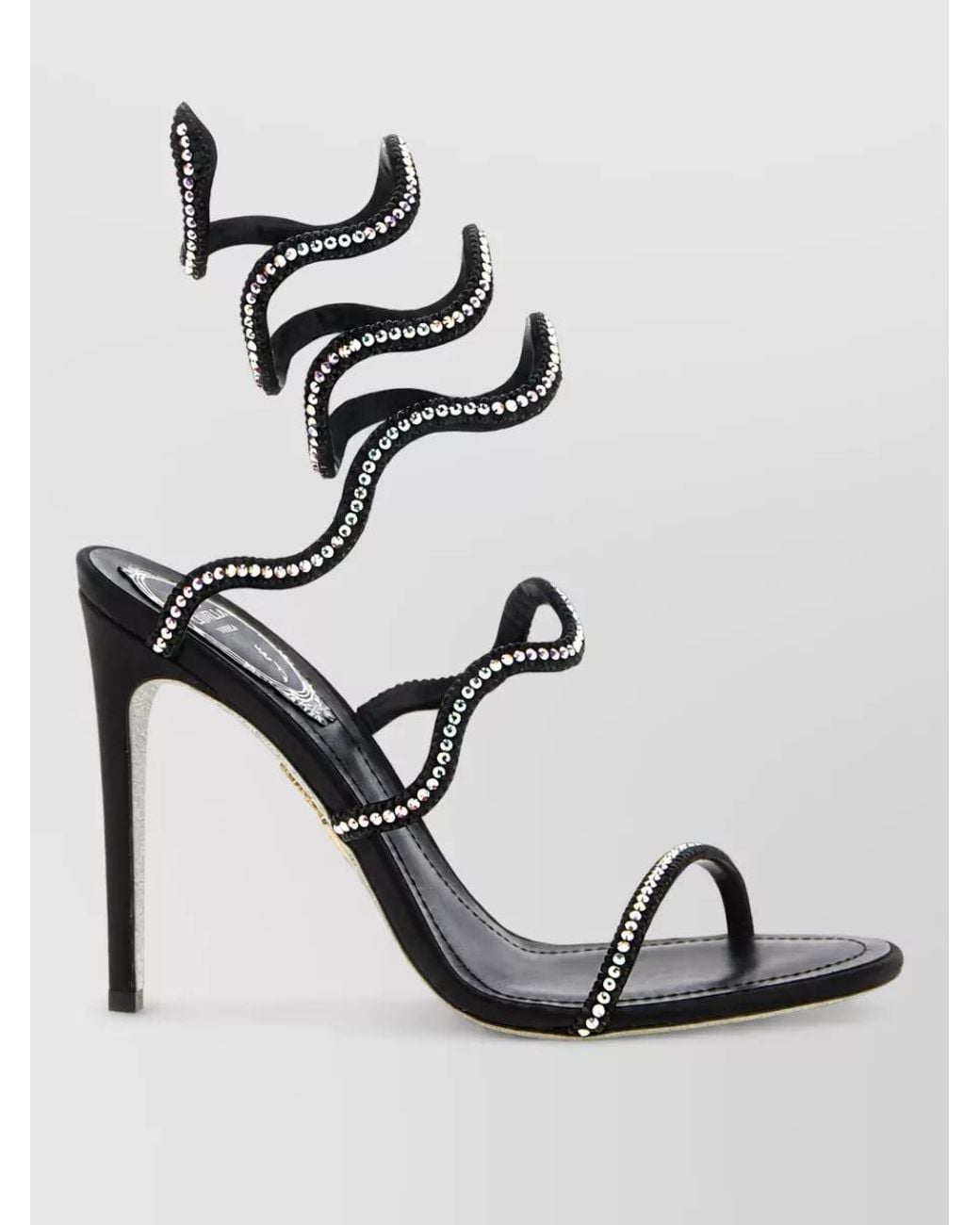 Rene Caovilla Metallic Crystal-Embellished Satin Stiletto Sandals