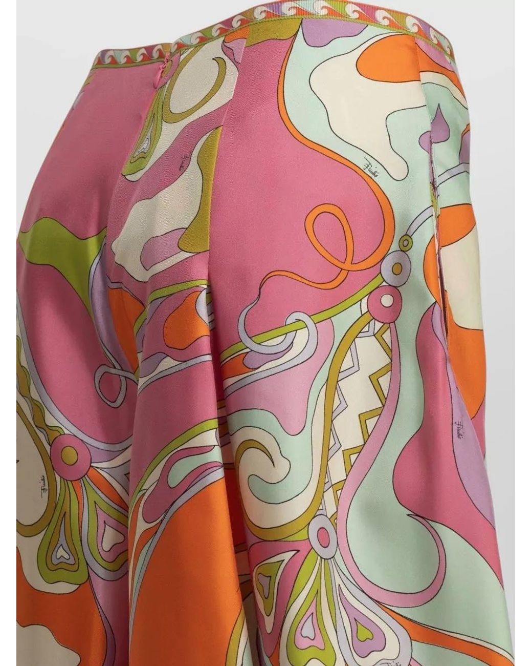 Emilio Pucci Red Silk A-Line Skirt