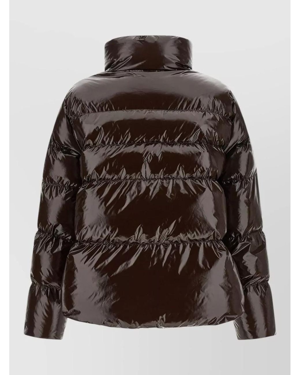 Pinko Brown Glossy Quilted Down Parka Coat