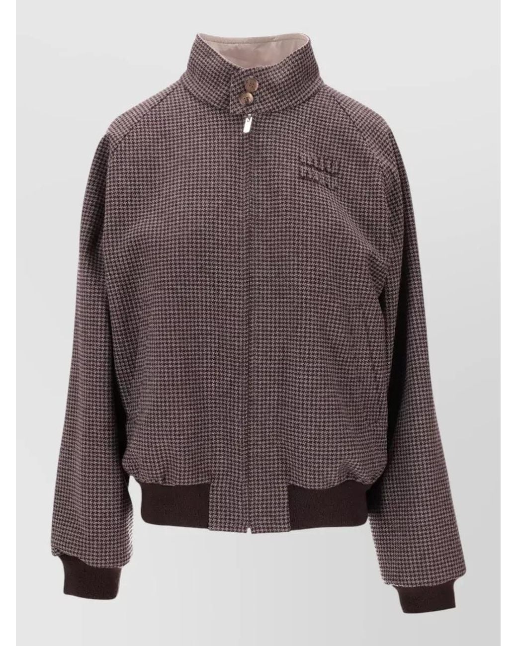 Miu Miu Brown Ribbed-Trim Reversible Bomber Jacket