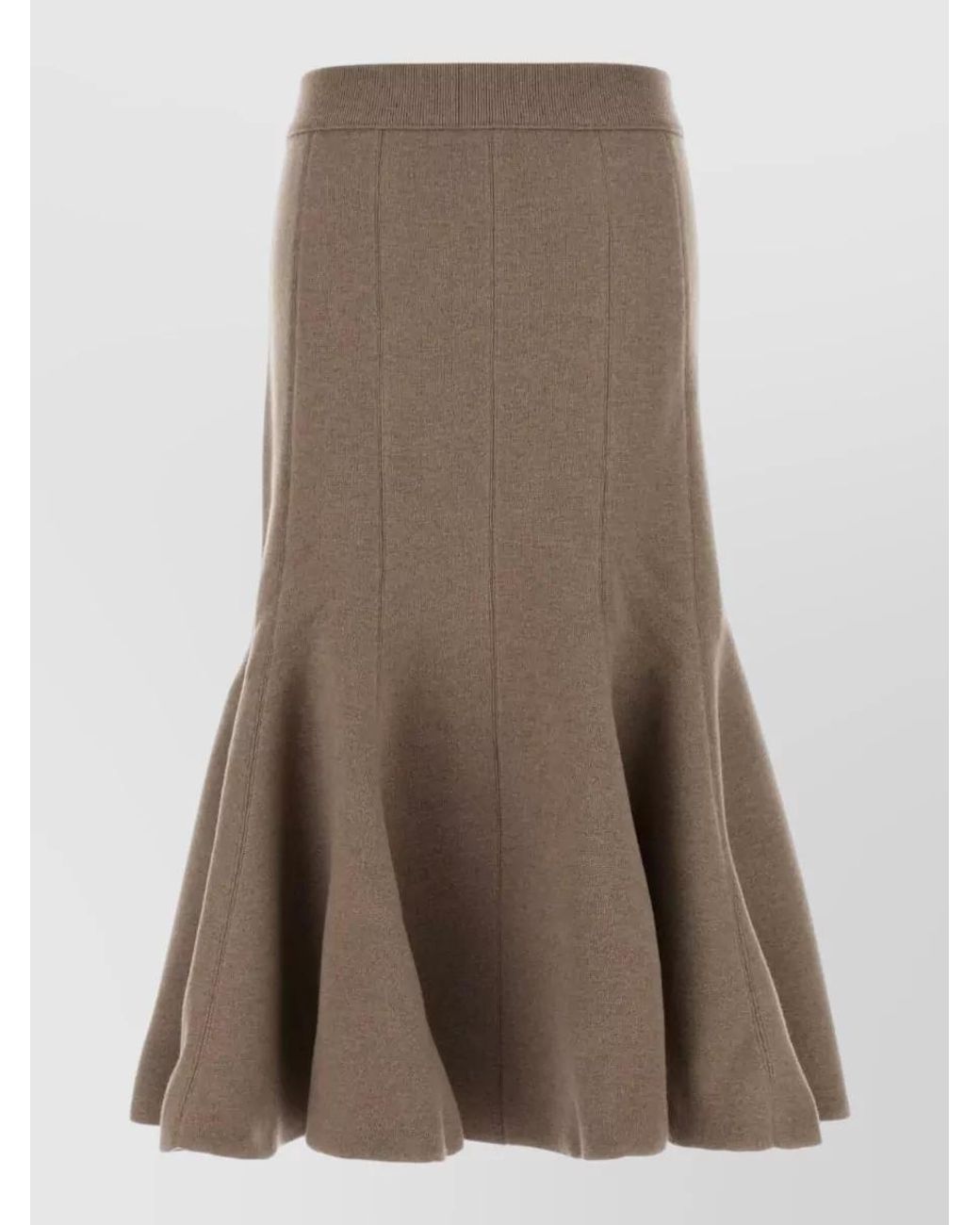Bottega Veneta Brown Cashmere Blend A-Line Skirt