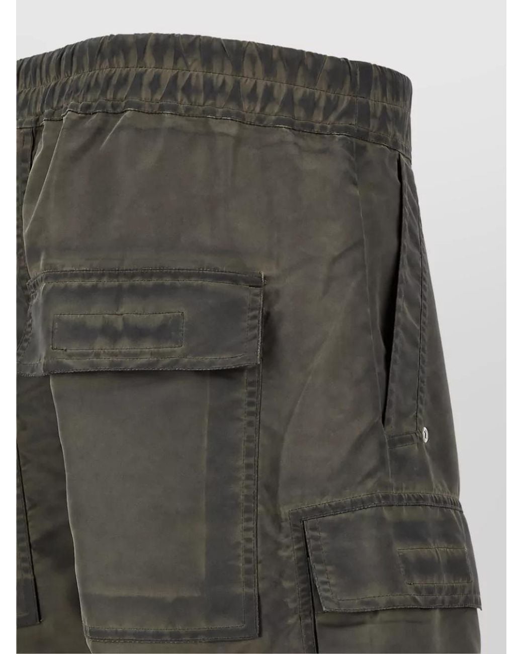 Rick Owens Gray Nylon Oversized Wide-Leg Cargo Shorts for men