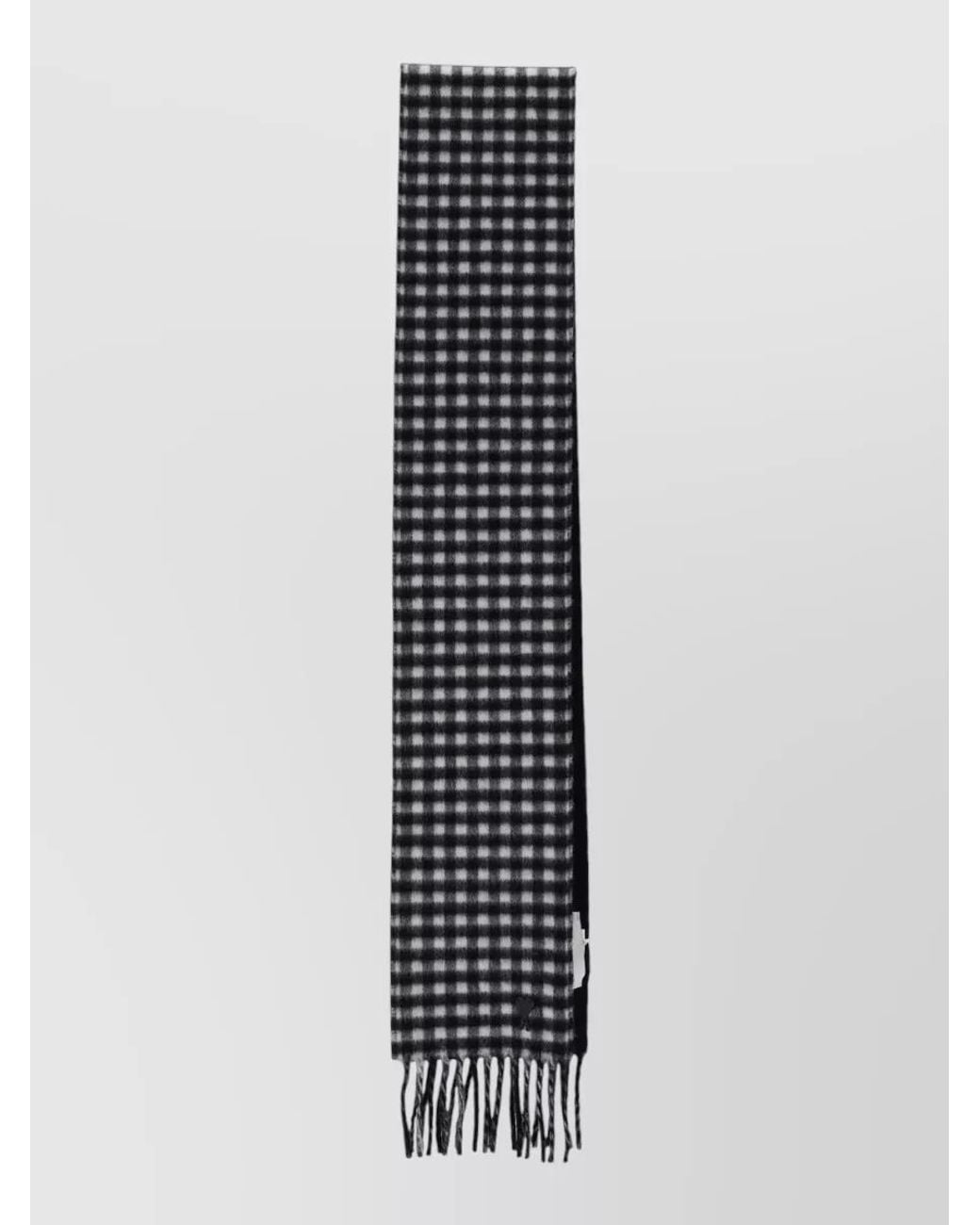AMI White Checked Wool Scarf