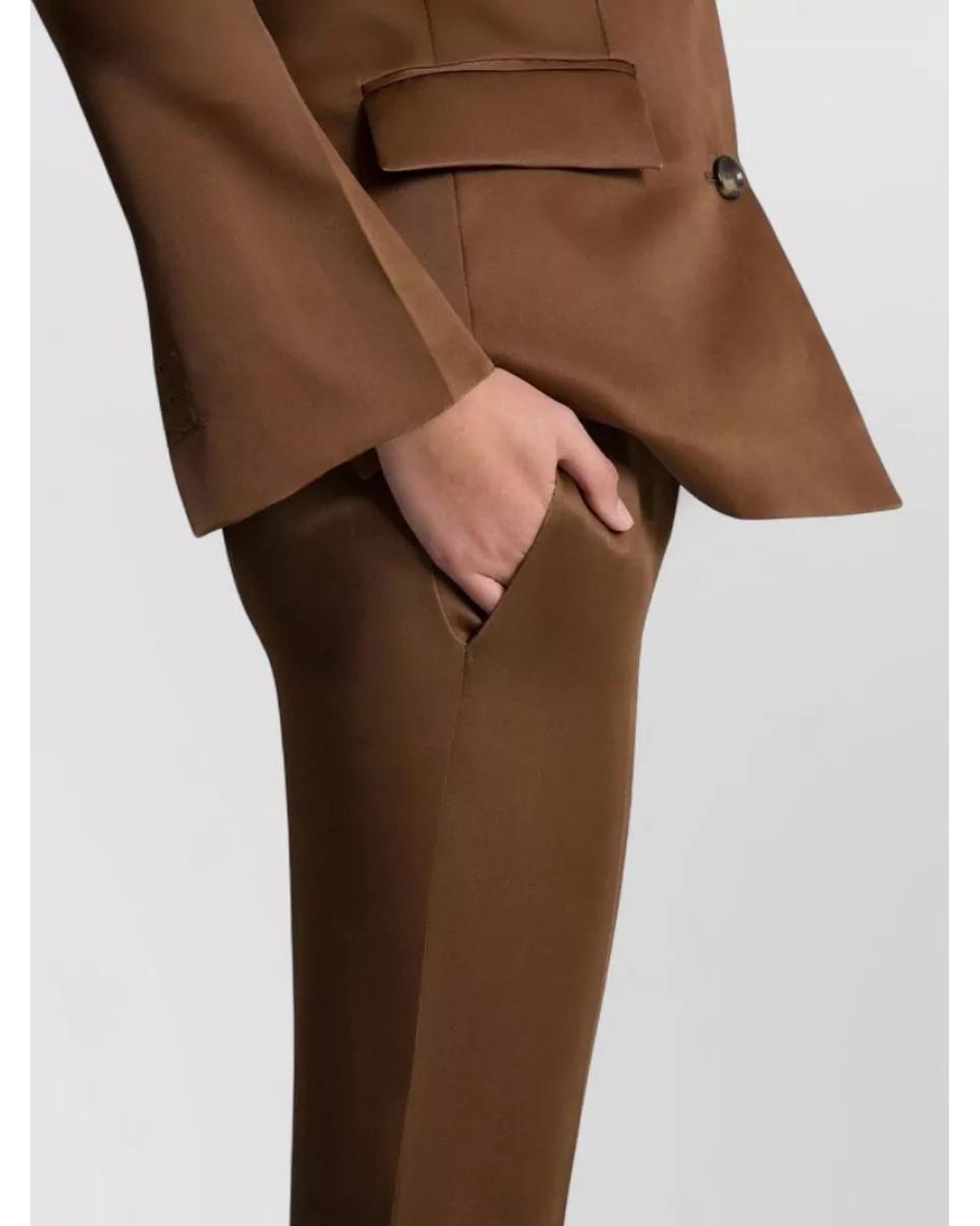 Alberta Ferretti Brown Silk Tailored Trousers