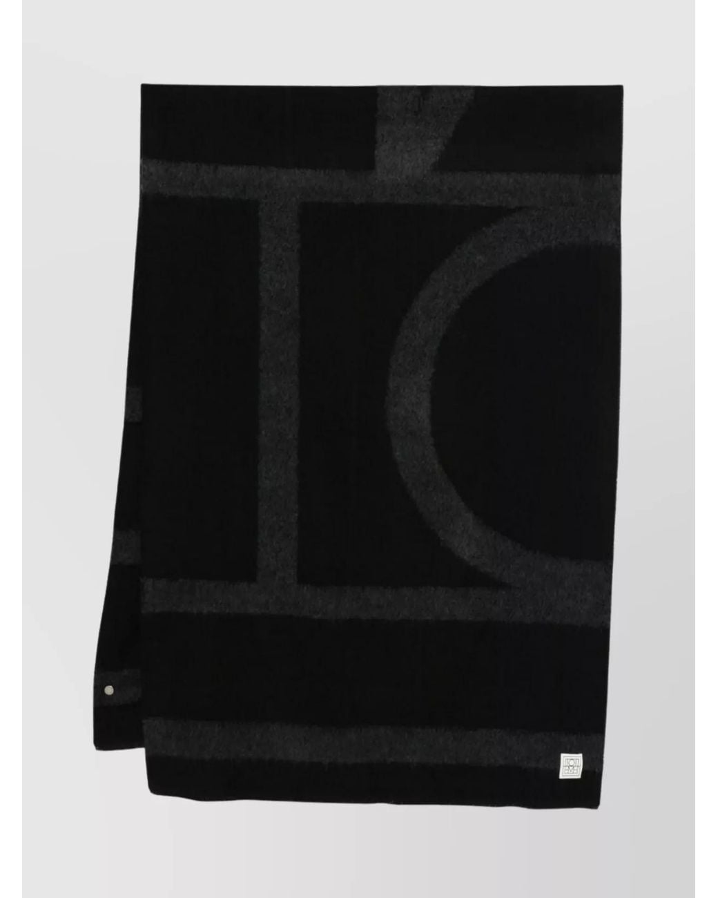 Totême Black Wool Monogram Scarf